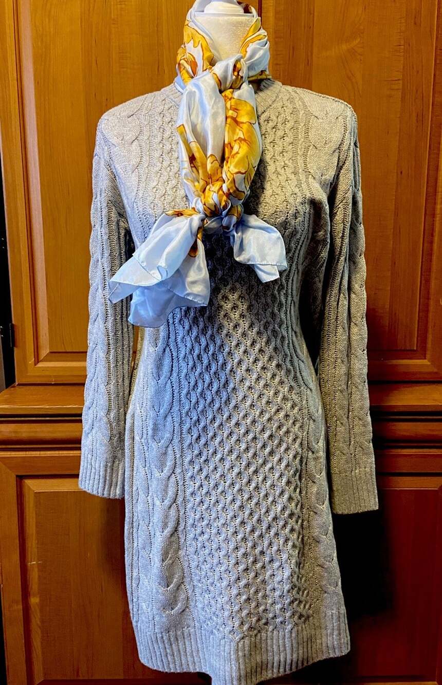 NEW! Time And True Grey Cableknit Sweater Dress/ SMALL